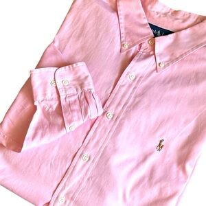 Ralph Lauren Shirt Men's 17.5 Pink Classic Fit‎ Long Sleeve Button Down Shirt